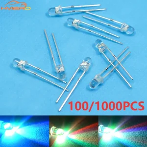 דיודות LED RGB 3 מ"מ מהירות,איטיות - 100,1000 יח'