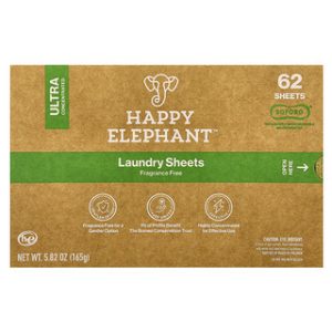 דפי כביסה ללא ריח Happy Elephant - 62 יח׳ - 165 גרם
