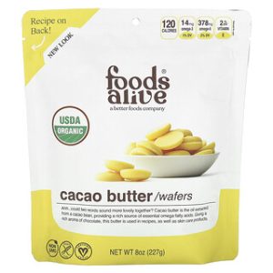 ווייפרס חמאת קקאו Foods Alive - 227 גרם - טעים ובריא