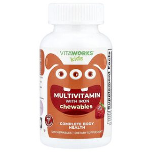 ויטה-וורקס קידס, מולטי ויטמין עם ברזל- טעמי פירות, 120 טבליות