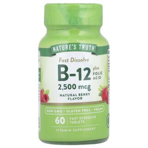 ויטמין B-12 עם חומצה פולית - 60 טבליות בטעמי יערה