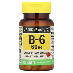 ויטמין B-6 50 מ"ג , 100 טבליות , Mason Natural