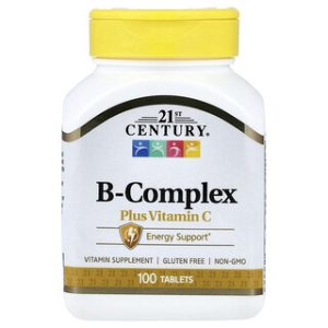 ויטמין B קומפלקס עם C - 100 טבליות 21st Century