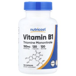 ויטמין B1 (תיאמין) Nutricost - 100 מ"ג - 120 כמוסות