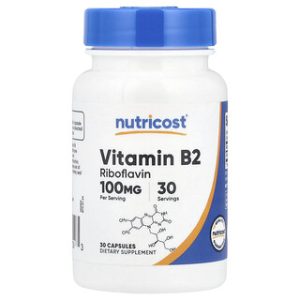 ויטמין B2 Nutricost 100 מ"ג - 30 כמוסות - בריאות וחיות