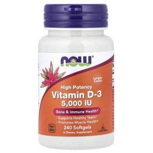 ויטמין D-3 NOW Foods - 5,000 IU - 240 כמוסות רכות