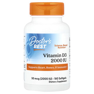 ויטמין D3 Doctors Best - 2000 יחב"ל - 180 כמוסות רכות