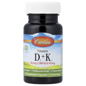ויטמין D3 + K2 , קפסולות צמחוניות Carlson