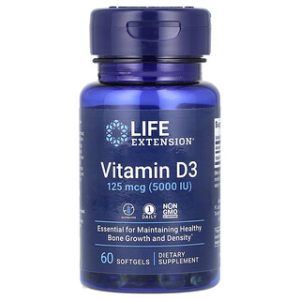 ויטמין D3 Life Extension - 5000 יחב"ל - 60 כמוסות רכות