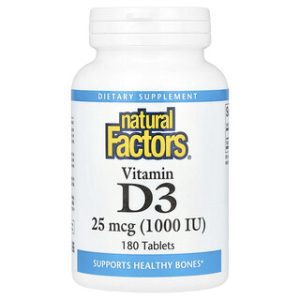 ויטמין D3 Natural Factors - 180 טבליות - 1000 יחב"ל