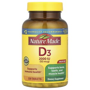 ויטמין D3 Nature Made - 2000 יחב"ל - 220 טבליות