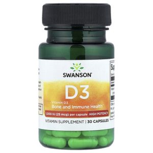 ויטמין D3 Swanson - 1000 יחב"ל - 30 כמוסות - לבריאות