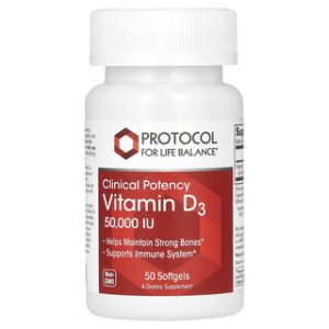 ויטמין D3 חזק Protocol - 1,250 מק"ג - 50 כמוסות רכות