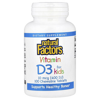 ויטמין D3 לילדים Natural Factors-בטעם תות-100 טבליות