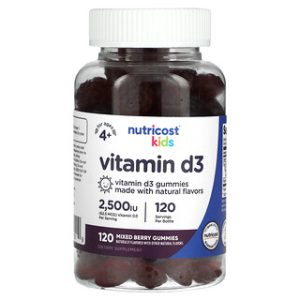 ויטמין D3 לילדים Nutricost - 120 גומי בטעמי פירות