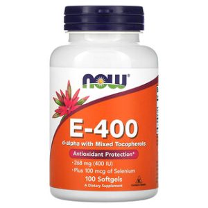 ויטמין E 400 מ"ג , NOW Foods , נוגדי חמצון - 100 כמוסות