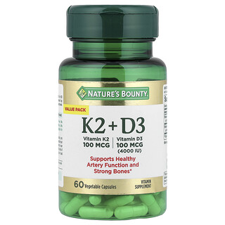 ויטמין K2 + D3 Nature's Bounty - 60 כמוסות צמחיות