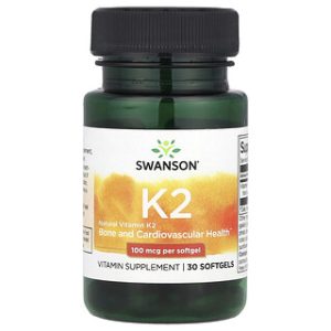 ויטמין K2 טבעי Swanson - 30 כמוסות רכות - 100 מק"ג