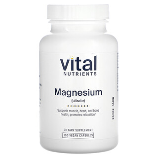ויטמין מגנזיום ציטראט Vital Nutrients - 100 כמוסות טבעוניות