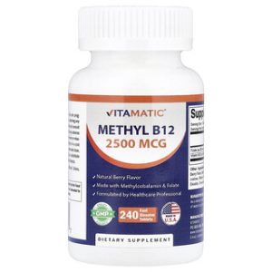 ויטמינים B12 - Vitamatic - טבליות מסיסות בטעם ברי 240 יח'