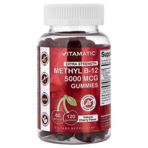 ויטמינים B12 צ'רי , גומי לעיסה , 120 יח' , Vitamatic