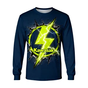 חולצת גברים כחולה נייבי - חולצת קוואסאקי עם ברק