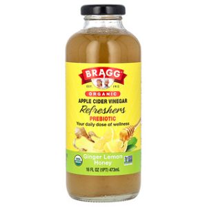 חומץ תפוחים Bragg - משקה ג'ינג'ר לימון דבש - 473 מ"ל