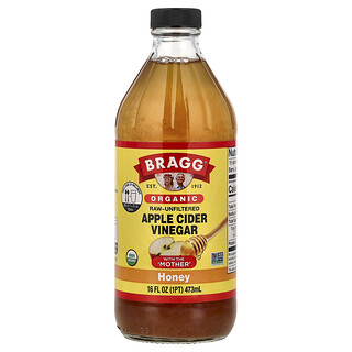 חומץ תפוחים אורגני Bragg עם דבש - 473 מ"ל