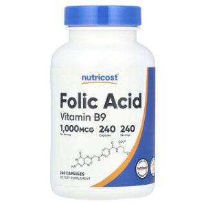 חומצה פולית 1000 מק"ג Nutricost - 240 כמוסות