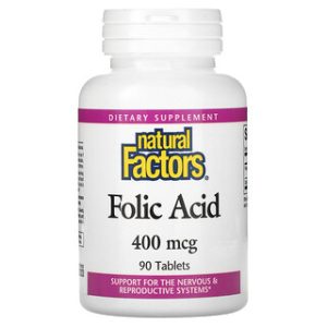 חומצה פולית Natural Factors 400 מק"ג - 90 טבליות