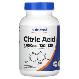 חומצת לימון Nutricost 1000 מ"ג - 120 כמוסות