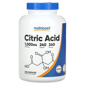 חומצת לימון Nutricost 1000 מ"ג - 240 כמוסות - בריאות