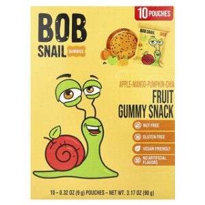 חטיף גומי פירות Bob Snail-תפוח מנגו דלעת צ'יה -10 יח׳