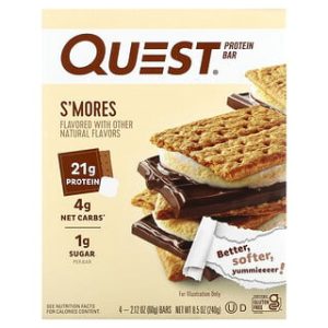 חטיף חלבון קווסט - SMores , 4 יחידות - טעים ובריא