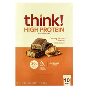 חטיפי חלבון Think ! - חמאת בוטנים קרמית - 10 יחידות