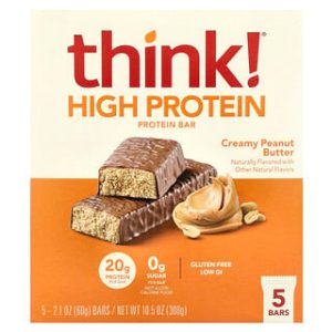 חטיפי חלבון Think ! - חמאת בוטנים קרמית - 5 יחידות