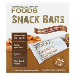 חטיפי קרמל שקדים California Gold Nutrition - 12 יח'