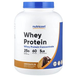 חלבון מי גבינה מרוכז Nutricost - בטעם שוקולד PB - 2.268 ק"ג