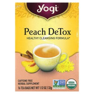 יוגי טי - Peach DeTox ללא קפאין - 16 שקיות חליטה