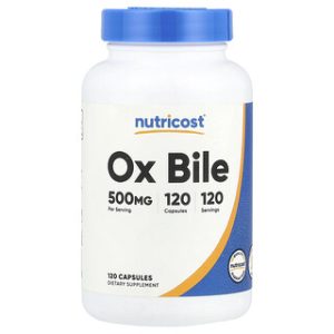 כדורי מרה Ox Bile Nutricost 500 מ"ג - 120 כמוסות