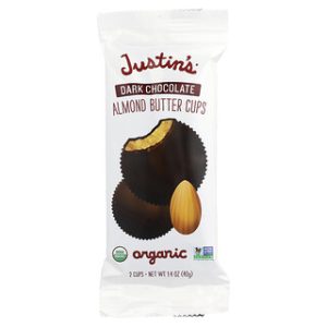 כוסות חמאת שקדים אורגנית - Justins - 2 יח' - שוקולד מריר