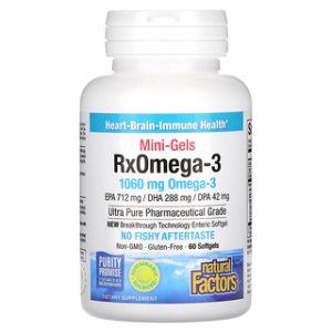 כמוסות RxOmega-3 Mini-Gels - 60 כמוסות - Natural Factors