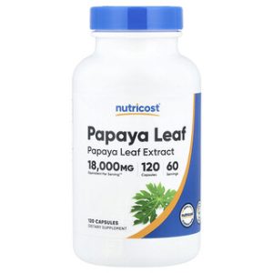 כמוסות עלי פפאיה Nutricost - 120 כמוסות 600 מ"ג