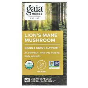 כמוסות פטריית יער Lions Mane - Gaia Herbs - 40 כמוסות