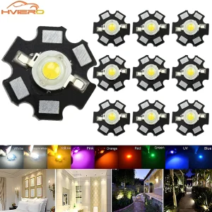 לדים בהספק גבוה - 10 יח׳ נורות לד צבעוניות עם גוף קירור
