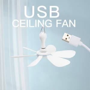 מאוורר תקרה נייד USB - שלט, 4 מהירויות - קמפינג