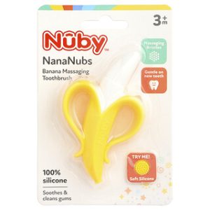 מברשת שיניים בננה לתינוקות , Nuby NanaNubs 3+ חודשים