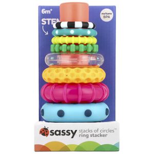 מגדל טבעות לתינוקות Sassy - סט 10 חלקים - 6m+
