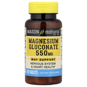 מגנזיום גלוקונט 550 מ"ג - 100 טבליות Mason Natural