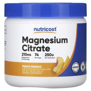 מגנזיום ציטראט Nutricost - בטעם אפרסק מנגו - 250 גרם